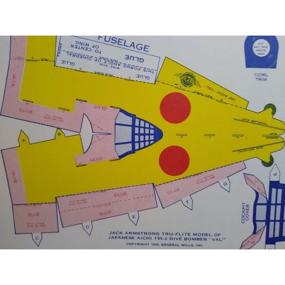 Airplane Toy Jack Armstrong Tru-Flite Model Of Japanese Aichi Val GM Cereal 1944 - Picture 2 of 9